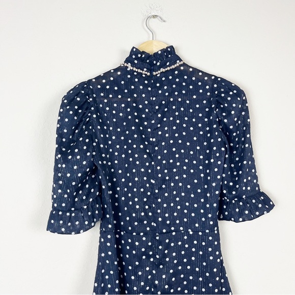 Sandro Pearl Crystal Polka Dot Mini Dress Size 36 - Picture 7 of 10